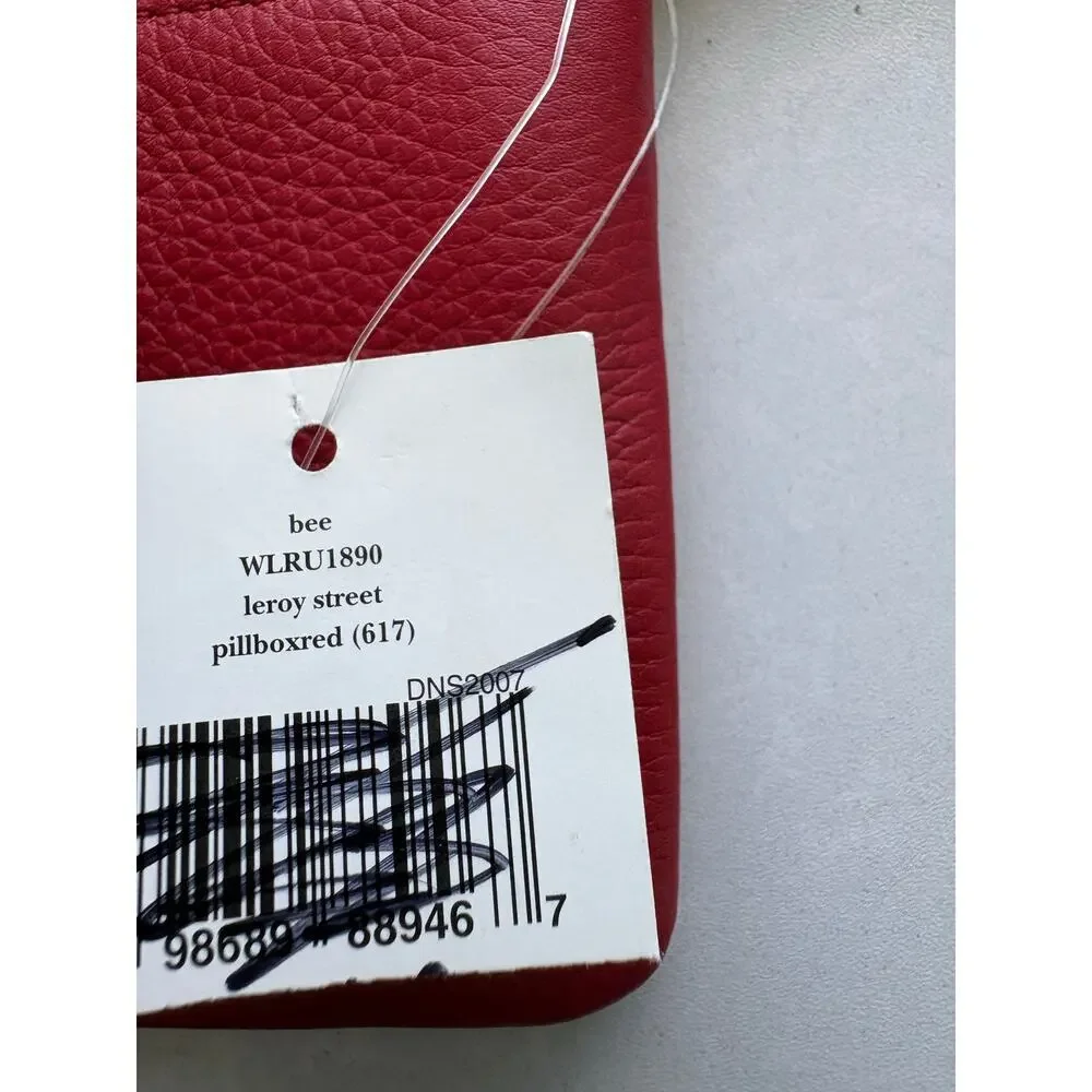 Kate Spade New York Leroy Street Bee Wristlet Pillbox Red Leather Clutch Clover